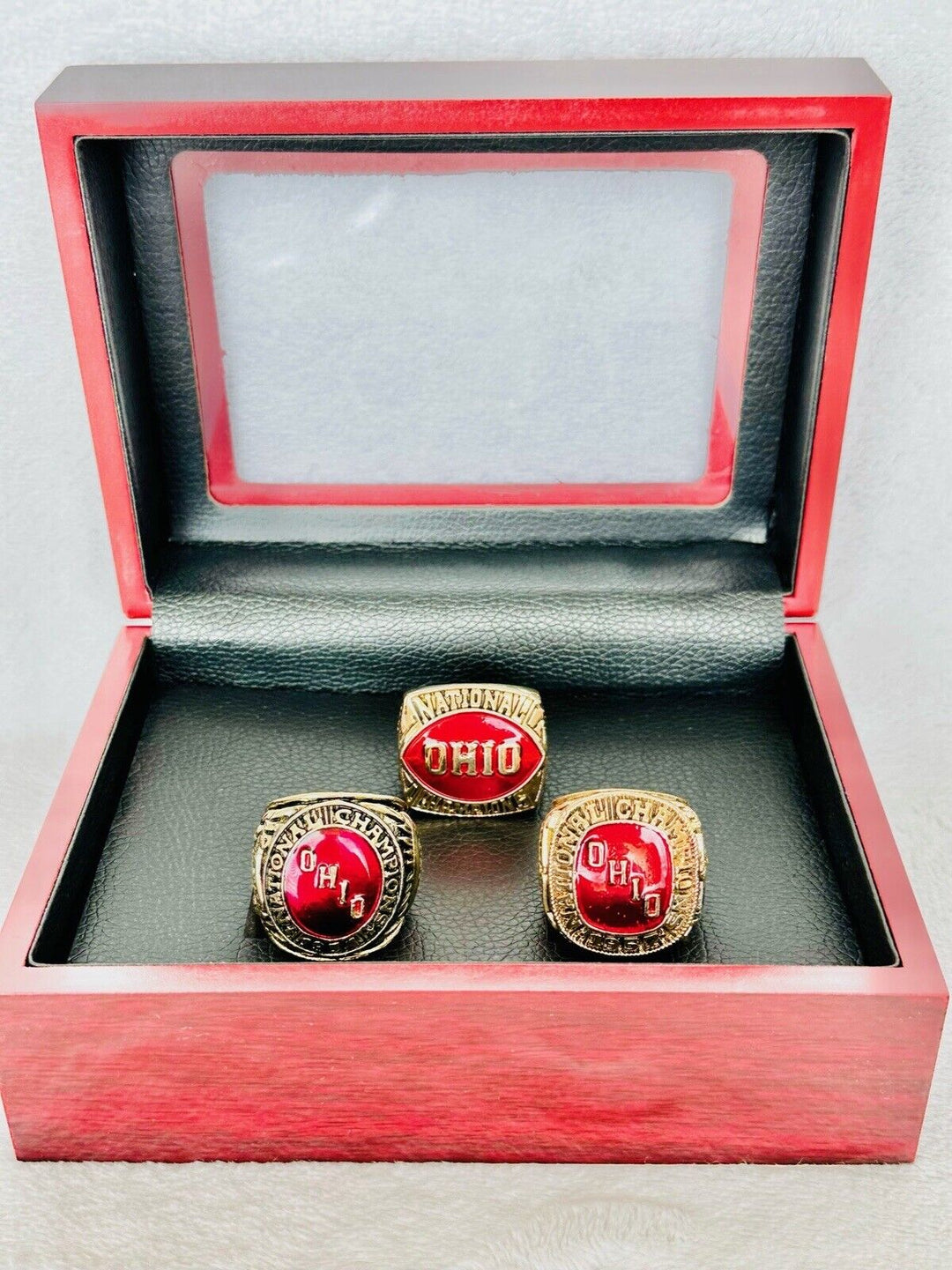 3 PCS Ohio State NCAA Championship Ring Set W Box, US SHIP - EB Sports Champion's Cache