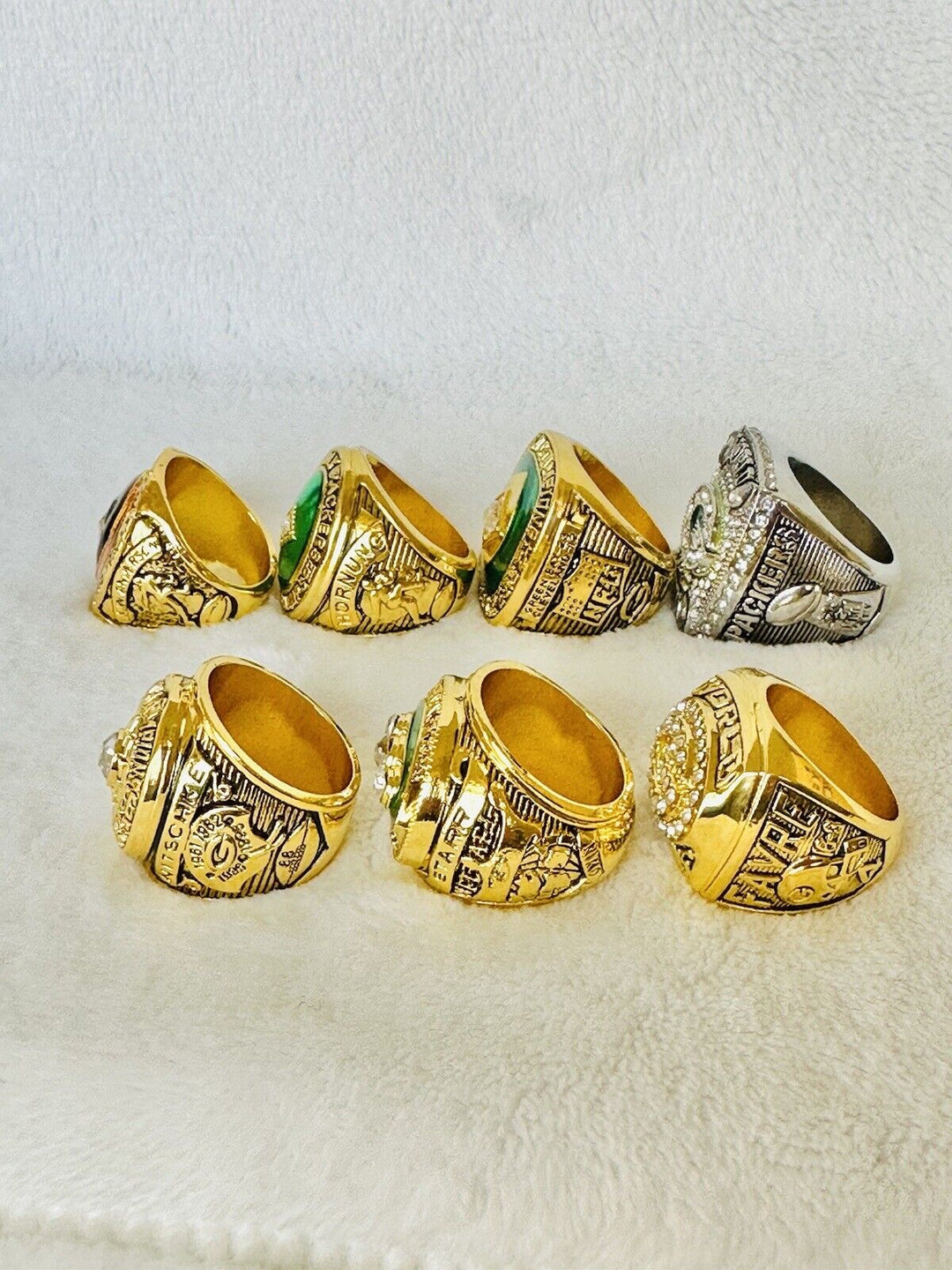7 PCS Green Bay Packers Super Bowl Ring COMPLETE SET, US SHIP - EB Sports Champion&