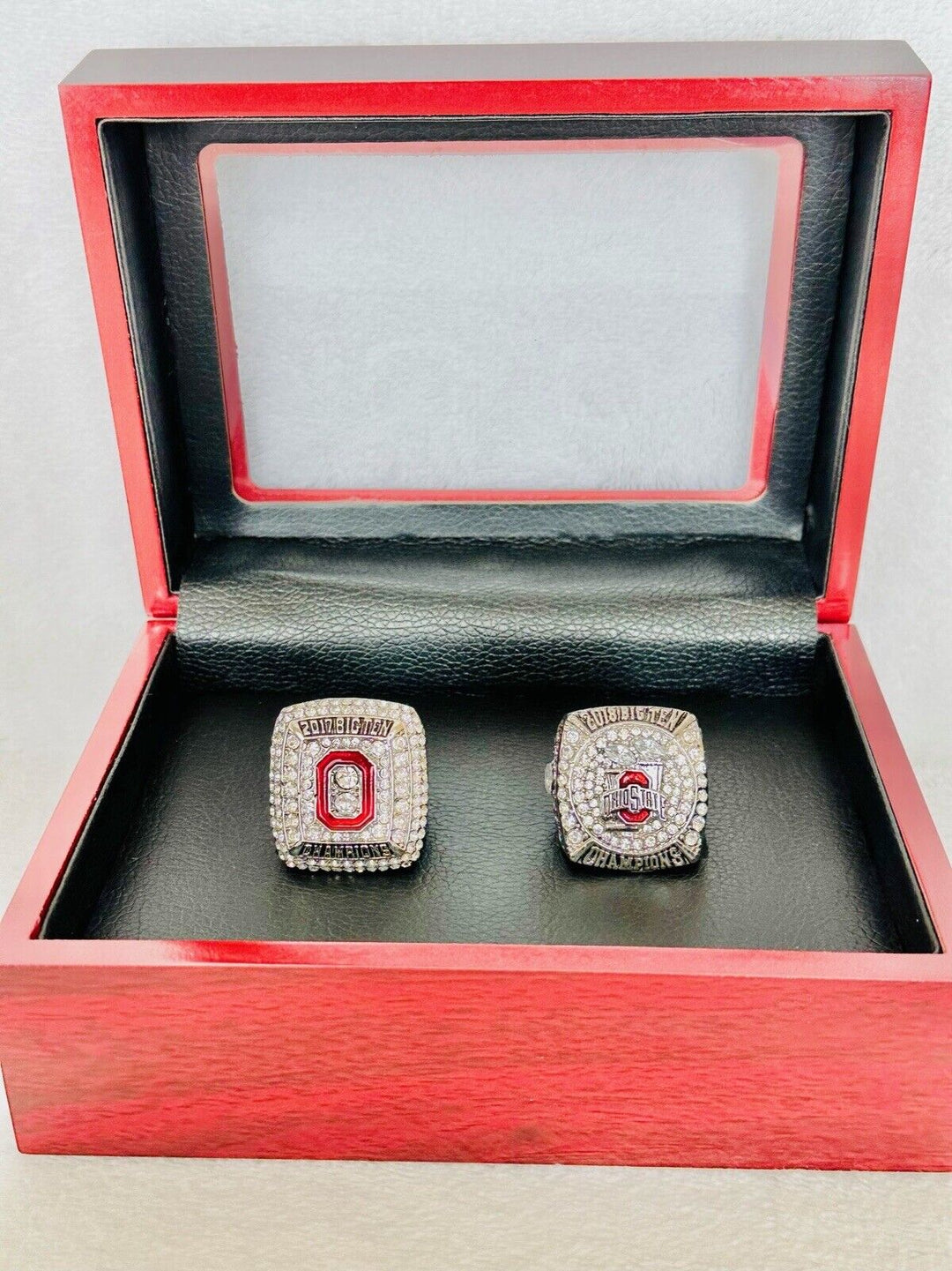2 PCS Ohio State Big Ten Championship Ring Set W Box, US SHIP 2017/18 - EB Sports Champion's Cache