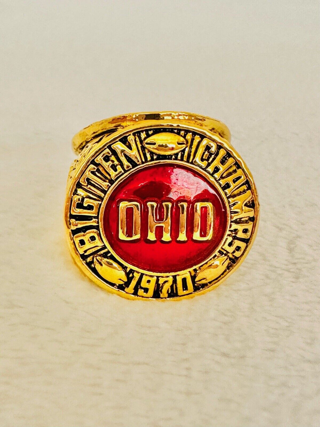 Ohio State 1970 NCAA Championship ring by EBSportsRings.com, featuring detailed team emblem and engraved NCAA logo.