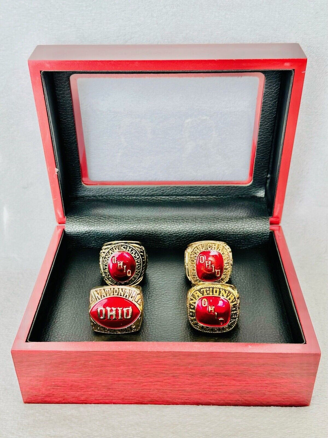 4 PCS Ohio State NCAA Championship Ring Set W Box, US SHIP - EB Sports Champion's Cache