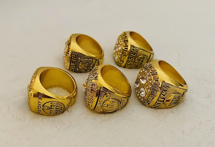 5 PCS Edmonton Oilers Stanley Cup Championship Ring W Box,  SHIP - EB Sports Champion&