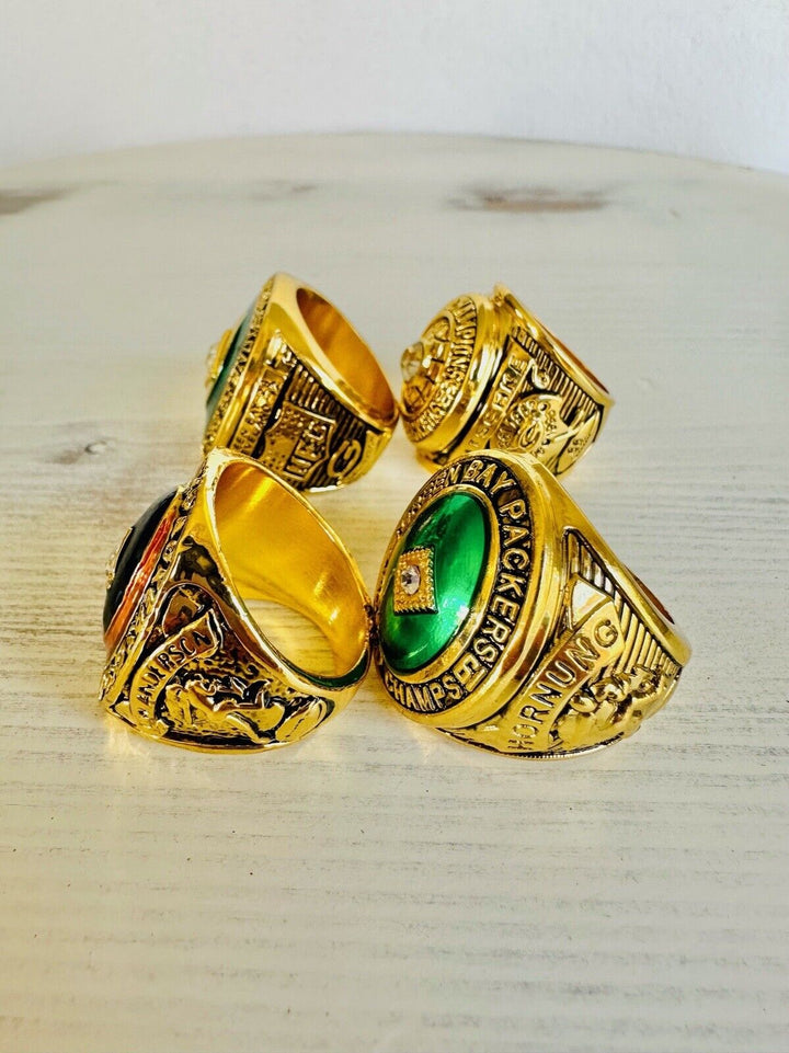 4 PCS Green Bay Packers Championship Ring SET W Case, US SHIP 1961/62/65/66 - EB Sports Champion&