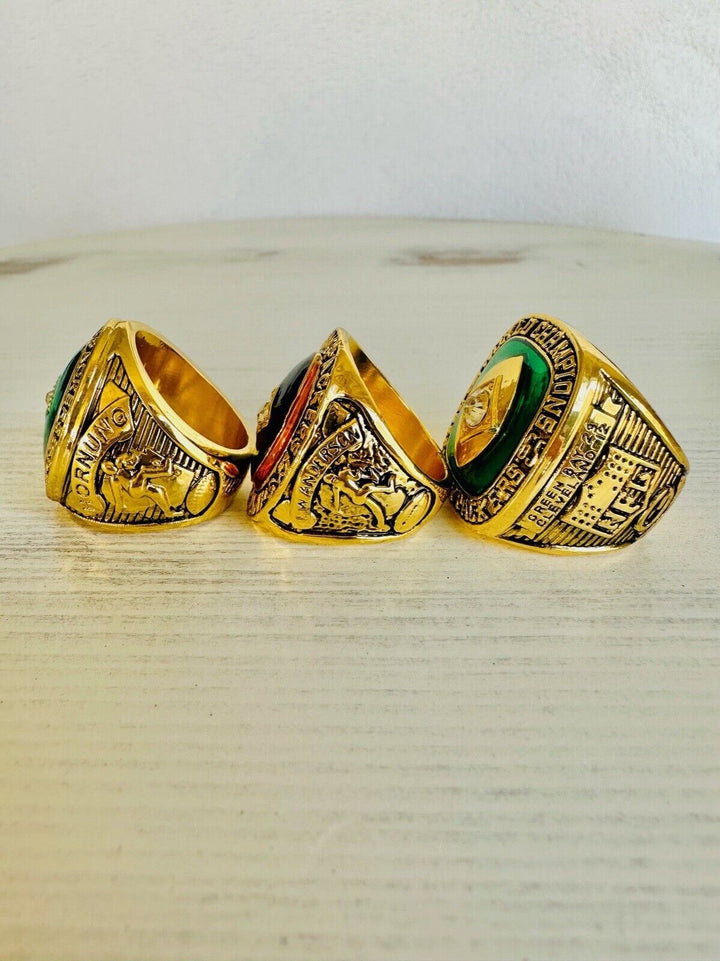 3 PCS Green Bay Packers Championship Ring SET W Box, US SHIP 61/62/65 - EB Sports Champion&