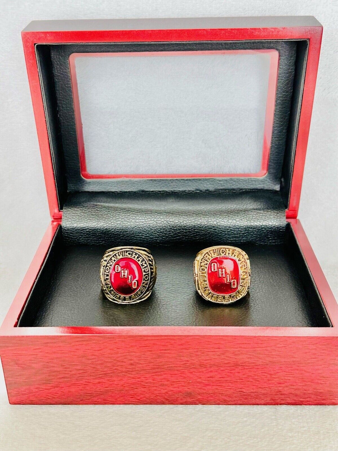 2 PCS Ohio State NCAA Championship Ring Set W Box, US SHIP 1954/57 - EB Sports Champion's Cache