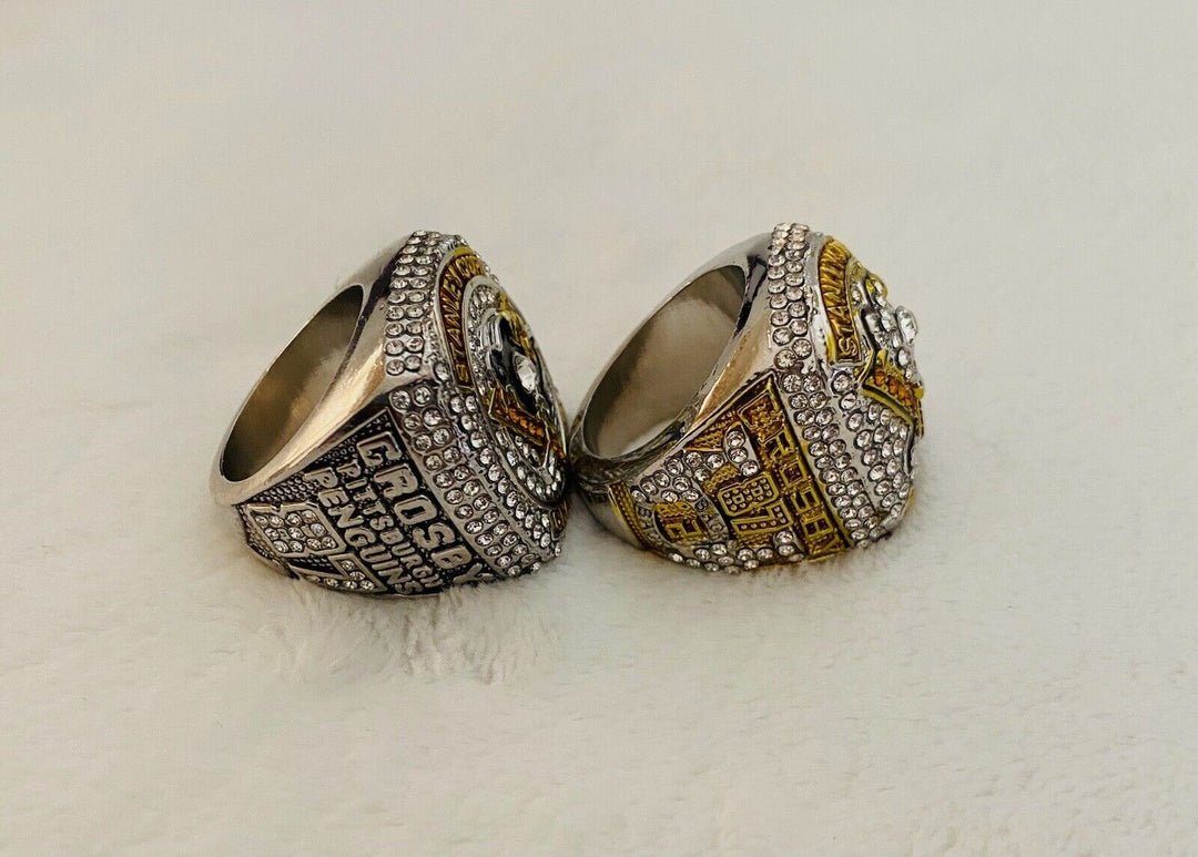 Pittsburgh Penguins 18k GP Championship Ring Set W Box,  SHIP Back To Back - EB Sports Champion&