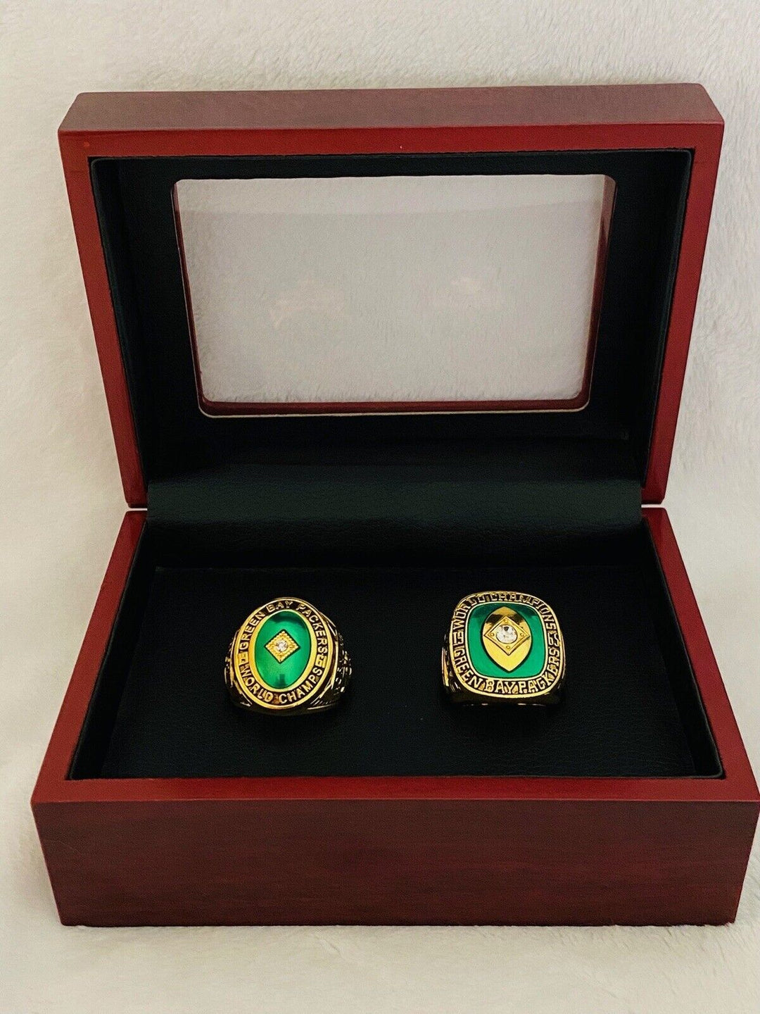 2PCS Green Bay Packers Championship Replica Ring SET W Case, US SHIP. 1961/1965 - EB Sports Champion&