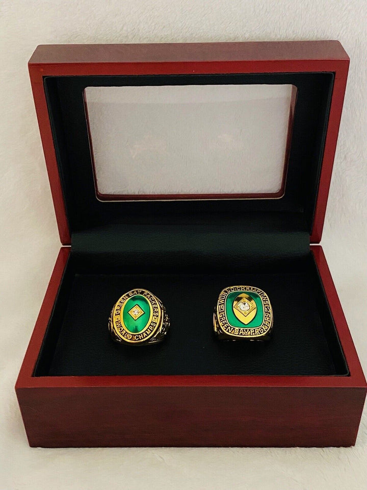 2PCS Green Bay Packers Championship Replica Ring SET W Case, US SHIP. 1961/1965 - EB Sports Champion&