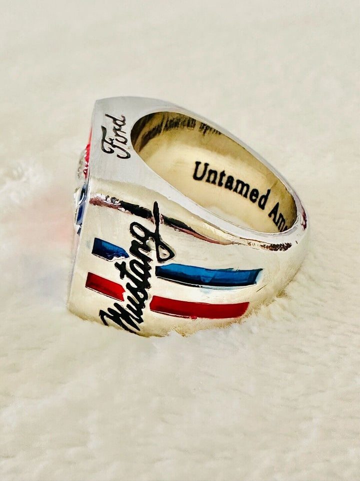 Ford Mustang Inspired Silver Ring, USA SHIP W Box - EB Sports Champion&