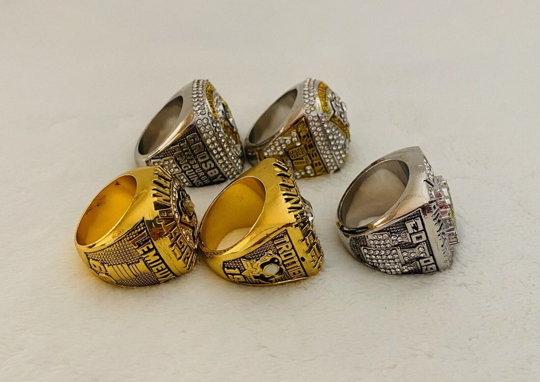 5 PCS Pittsburgh Penguins 18k Complete Championship Ring Set,  SHIP - EB Sports Champion&