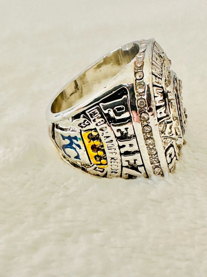2014 Kansas City Royals AL Championship Ring with box, baseball fan memorabilia, detailed gold ring celebrating MLB victory.