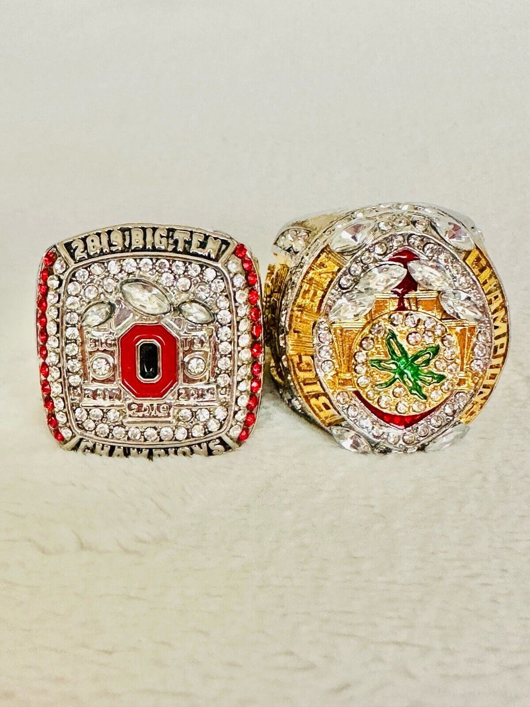 2 PCS Ohio State Big Ten Championship Ring Set, US SHIP 2019/20 back to back - EB Sports Champion's Cache