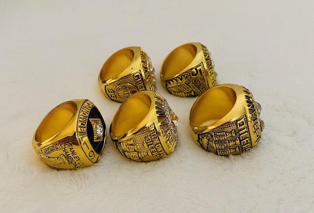 5 PCS Edmonton Oilers Stanley Cup Championship Ring W Box,  SHIP - EB Sports Champion&