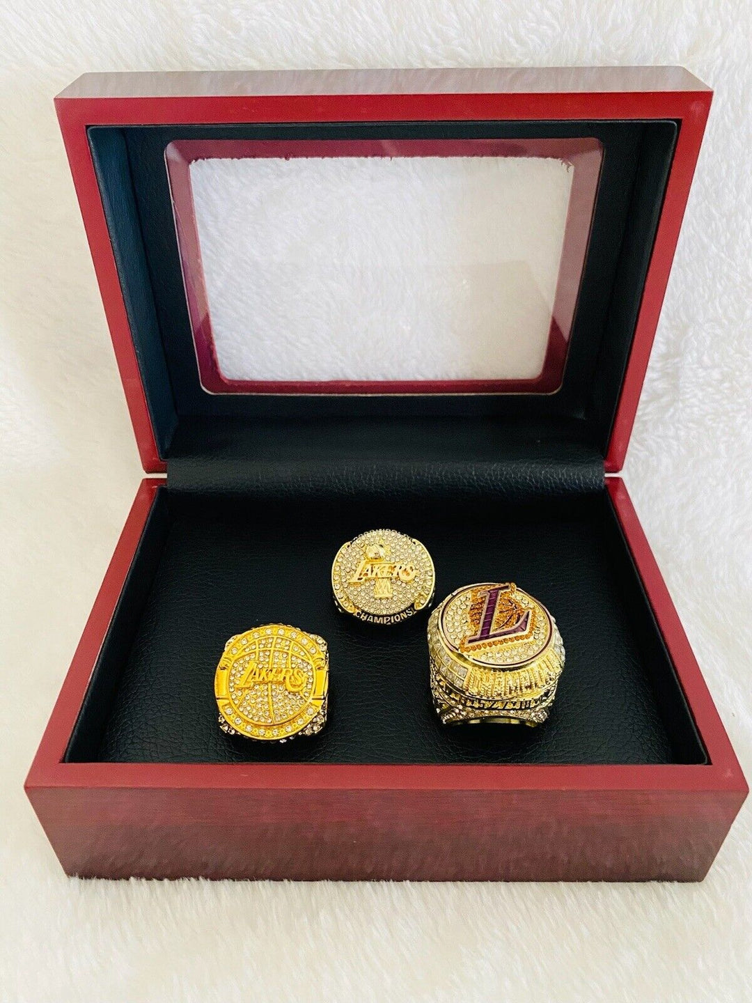 3 Pcs Los Angeles Lakers 3 Peat Ring Set,  SHIP Kobe And Lebron - EB Sports Champion's Cache
