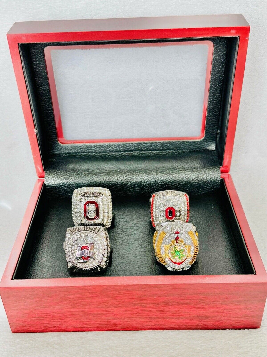 4 PCS Ohio State NCAA Championship Ring Set W Box, US SHIP - EB Sports Champion's Cache