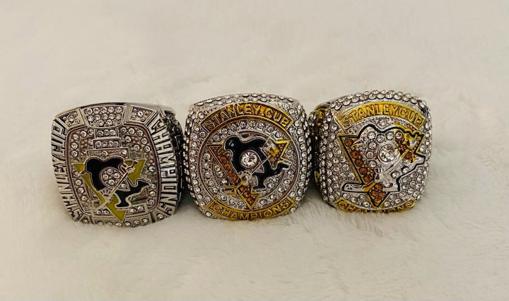 3 PCS Pittsburgh Penguins 18k GP Championship Ring Set,  SHIP - EB Sports Champion&
