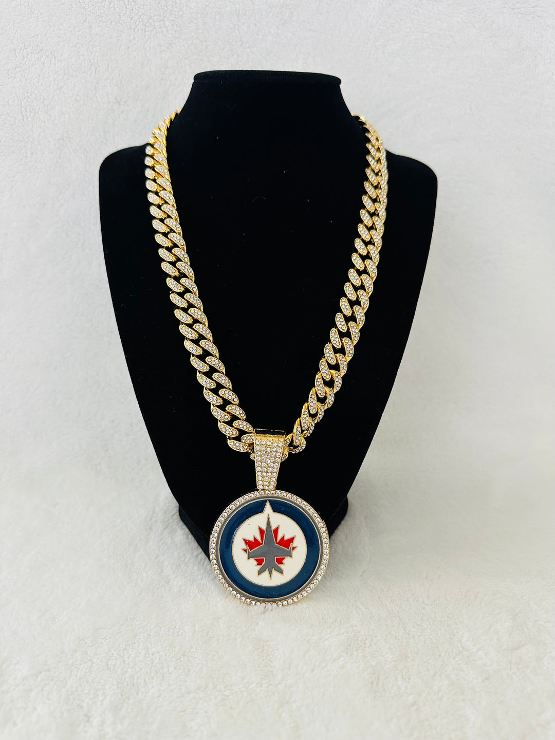 Winnipeg Jets Gold Iced Cuban Chain 24”, US SHIP - EB Sports Championship Rings