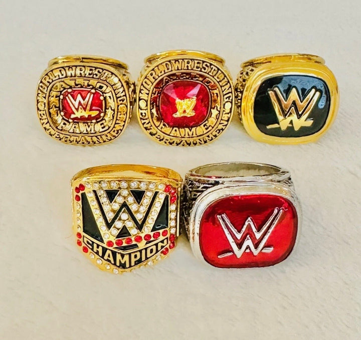 5 PCS WWE World Wrestling Hall Of Fame Championship Ring Set with box, US Ship