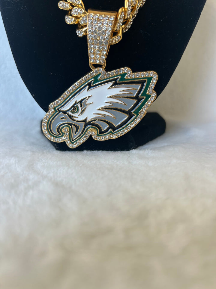 Philadelphia Eagles Men’s Large Gold Iced Cuban Chain 24”, US SHIP - EB Sports Championship Rings
