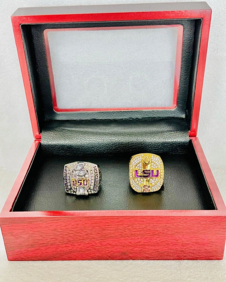 2 PCS LSU Tigers National Championship Ring with box, US SHIP 2007/19