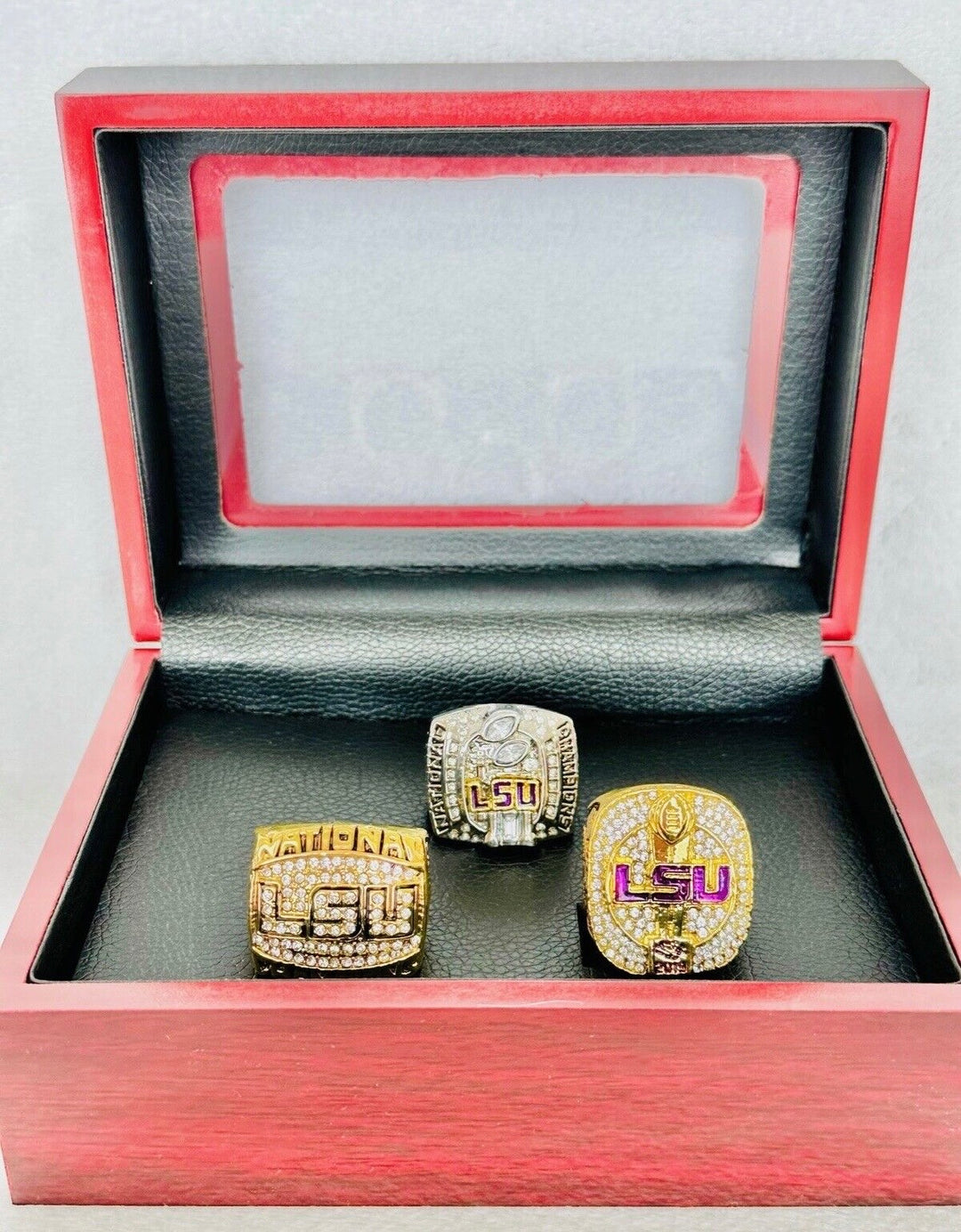 3 PCS LSU Tigers National Championship Ring with box, US SHIP 2003/07/19