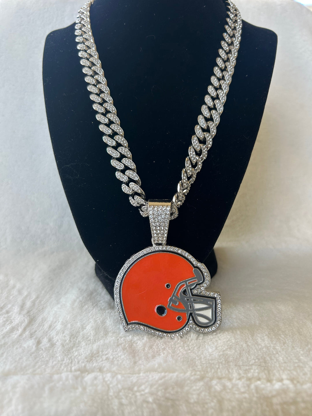 Cleveland Browns Men’s Large Silver Iced Cuban Chain 24”, US SHIP - EB Sports Championship Rings