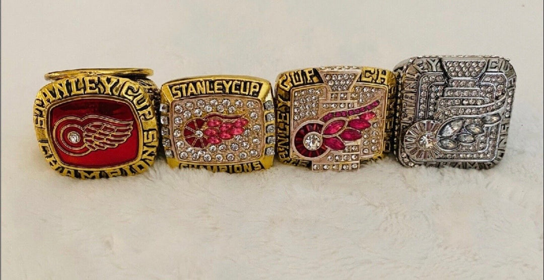 4 PCS Detroit Red Wings Stanley Cup Championship Ring Set with box, US SHIP