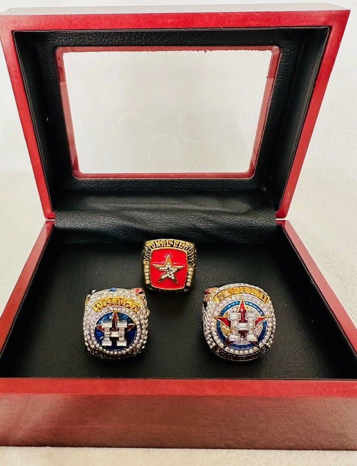 3 PCS HOUSTON ASTROS World Series CHAMPIONSHIP Ring Set with box, US SHIP 2005/17/22