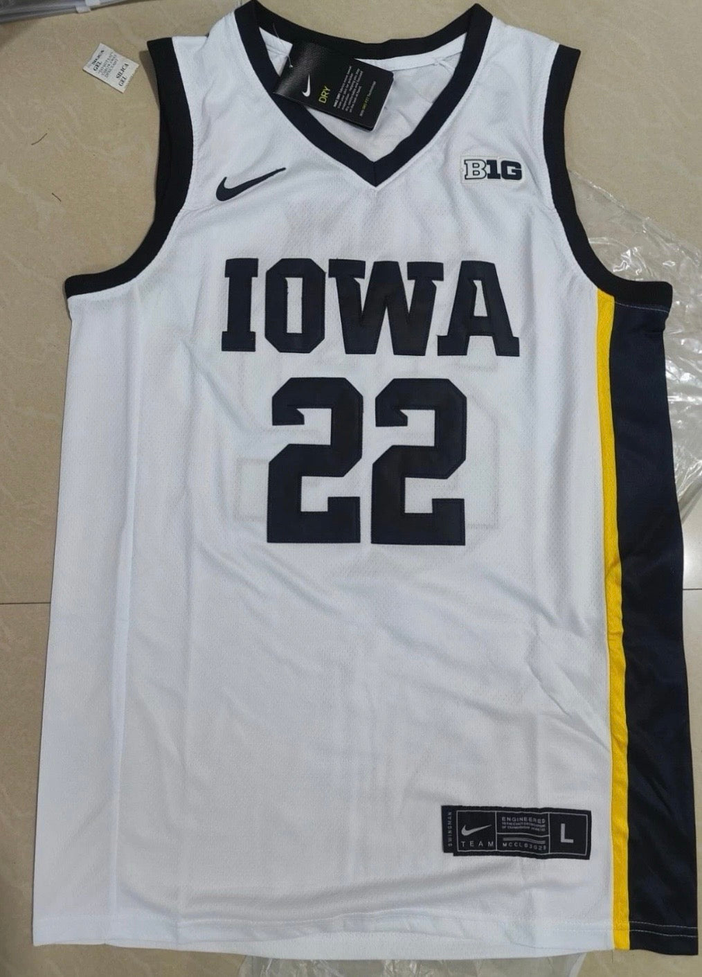 Nike Caitlin Clark Jersey White Yellow Iowa Hawkeyes 