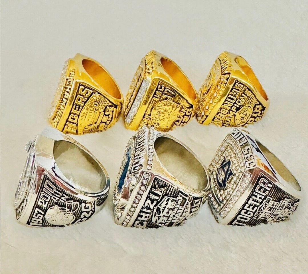 6 PCS Auburn Tigers SEC/NCAA Championship complete Rings set, US SHIP 2004-2013