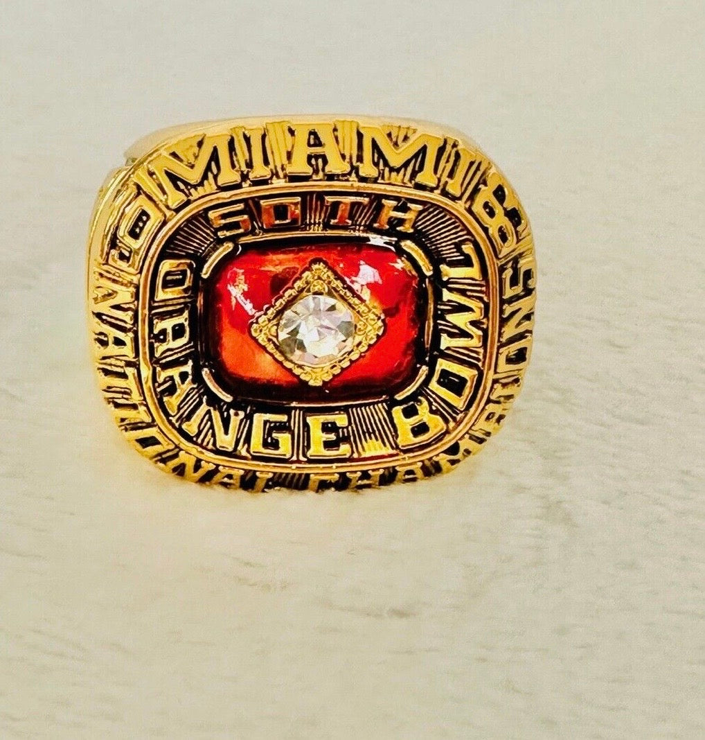 1983 Miami Hurricanes NCAA 18k GP Brass Championship Ring with box, US SHIP