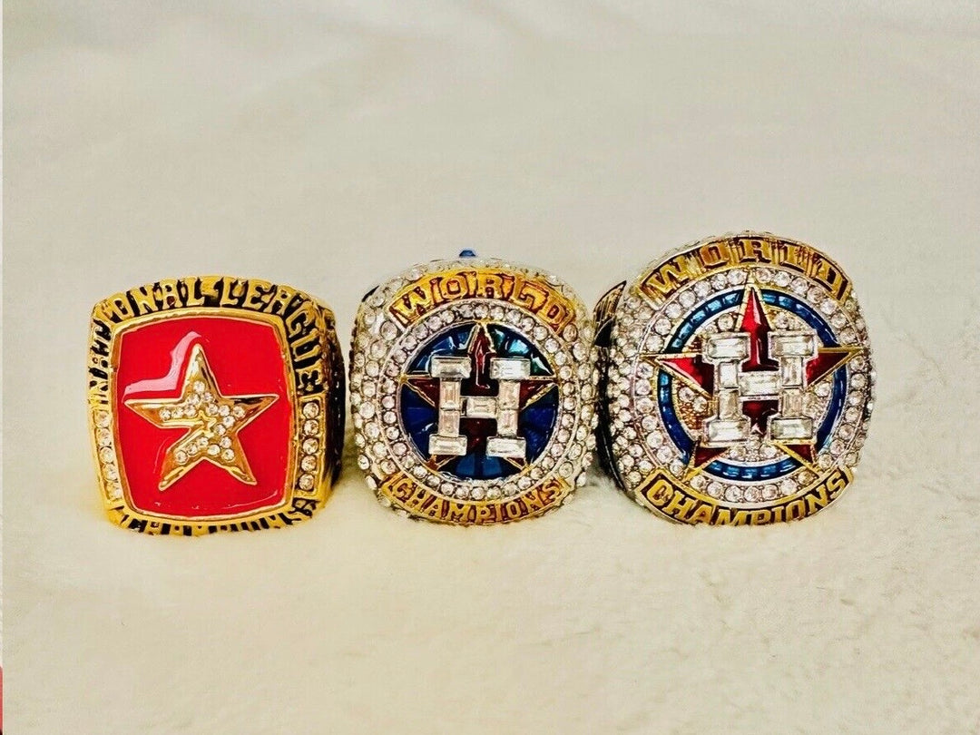 3 PCS HOUSTON ASTROS World Series CHAMPIONSHIP Ring Set with box, US SHIP 2005/17/22