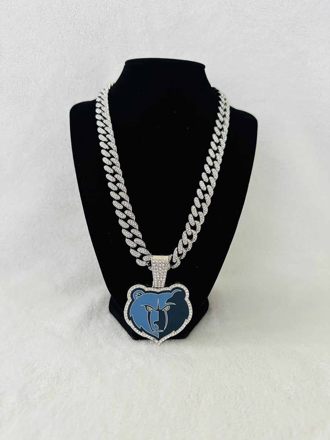 Memphis Grizzlies Silver Iced Cuban Chain 24”, US SHIP - EB Sports Championship Rings