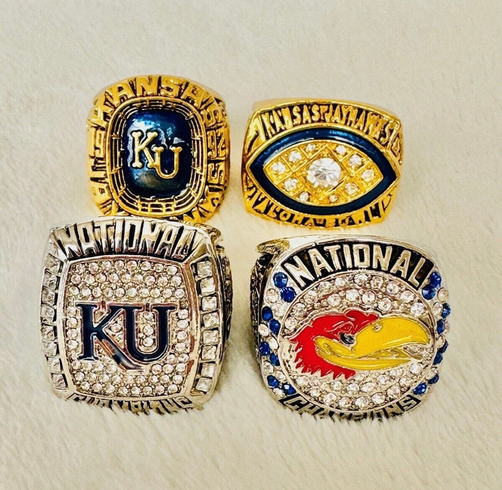4 PCS Kansas Jayhawks Complete Ring Set, US SHIP 1992-2022
