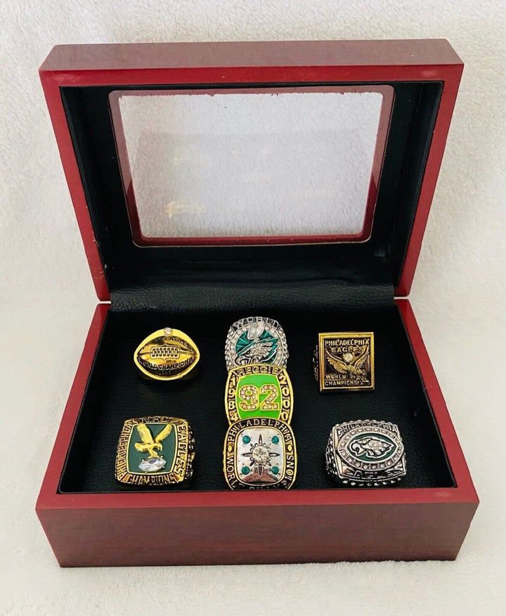 7 PCS Philadelphia Eagles Super Bowl Ring Set with box - EB Sports Championship Rings