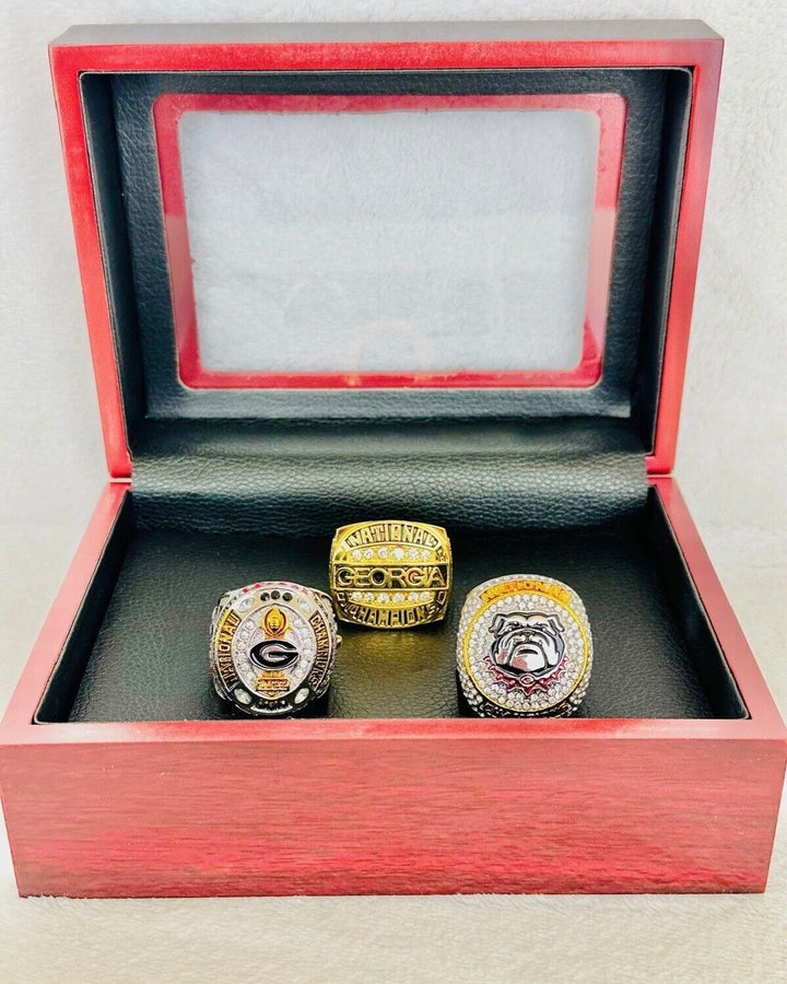 3 PCS Georgia Bulldogs National Championship Ring with box, US SHIP 1980/2022/23