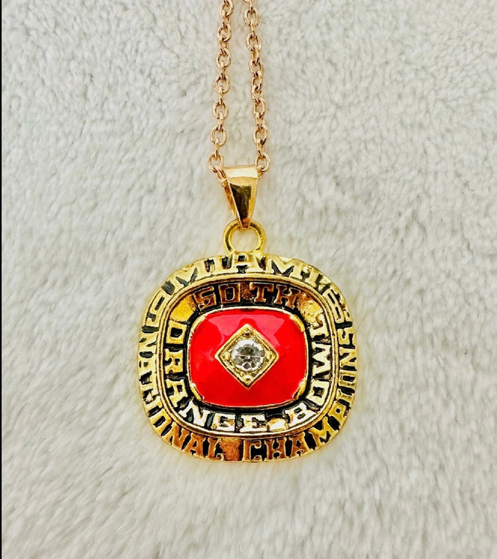 1983 Miami Hurricanes NCAA 18k GP Brass Championship Pendant, US SHIP