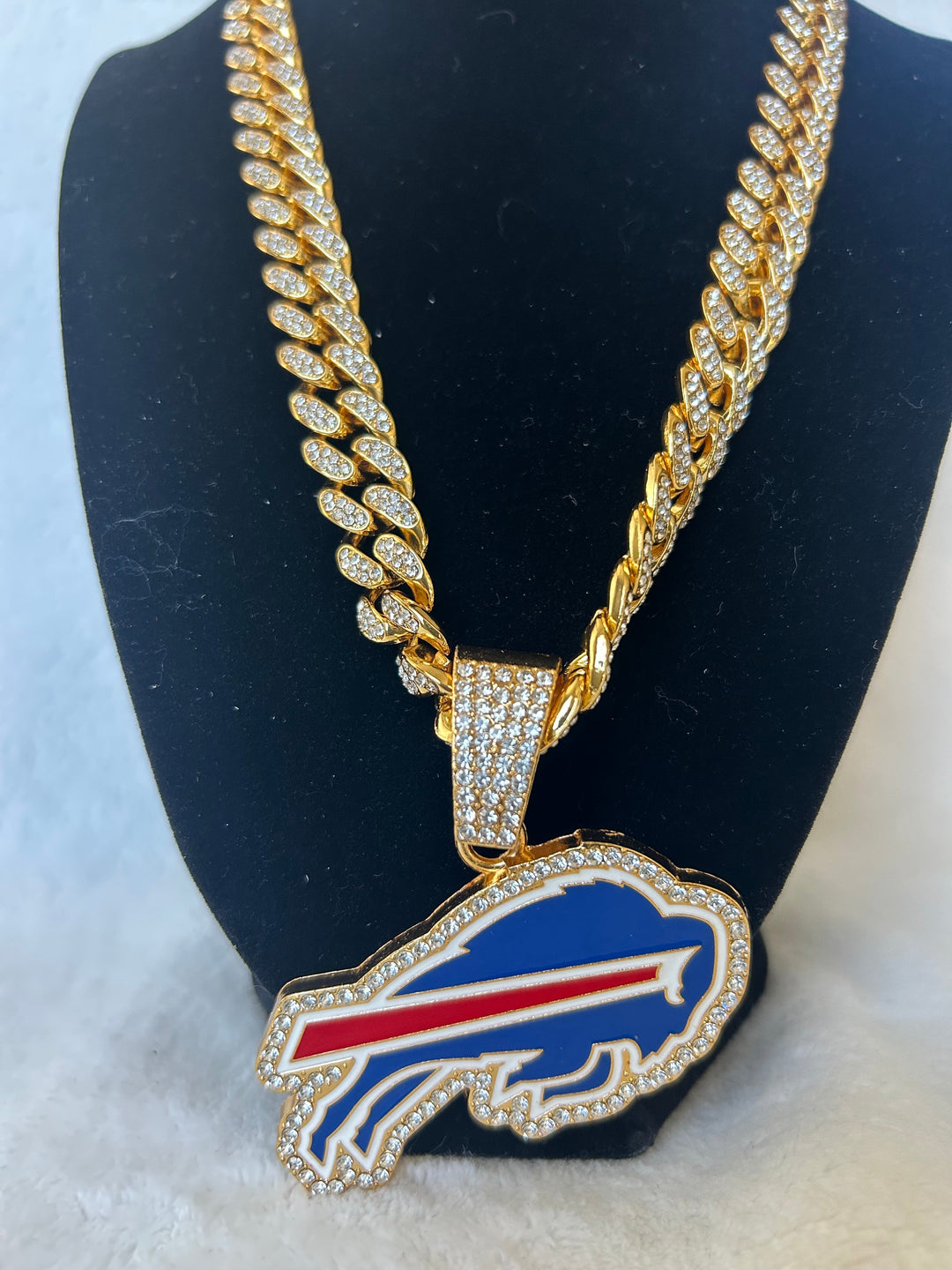 Buffalo Bills Men’s Large Gold Iced Cuban Chain 24”, US SHIP - EB Sports Championship Rings