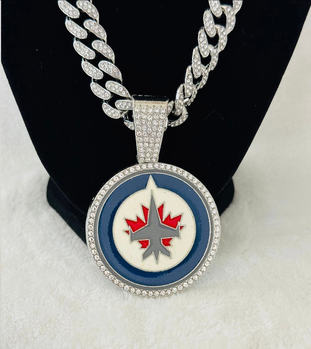 Winnipeg Jets Silver Iced Cuban Chain 24”, US SHIP