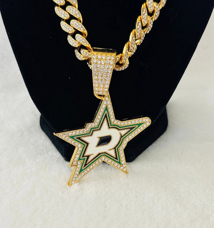 DALLAS STARS GEM NECKLACE Gold Chain 24", US SHIP