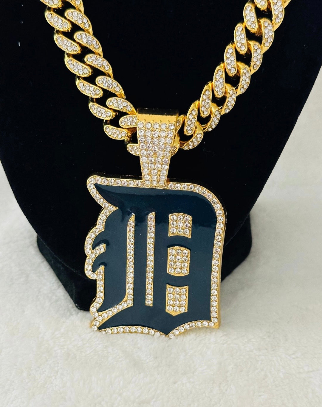 DETROIT TIGERS NECKLACE Gold Bling Baseball Pendant /24" Cuban Chain, US SHIP