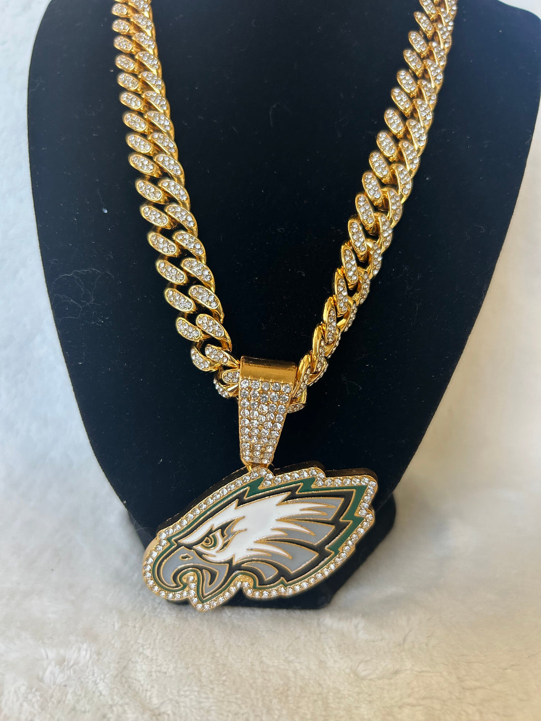 Philadelphia Eagles Men’s Large Gold Iced Cuban Chain 24”, US SHIP - EB Sports Championship Rings
