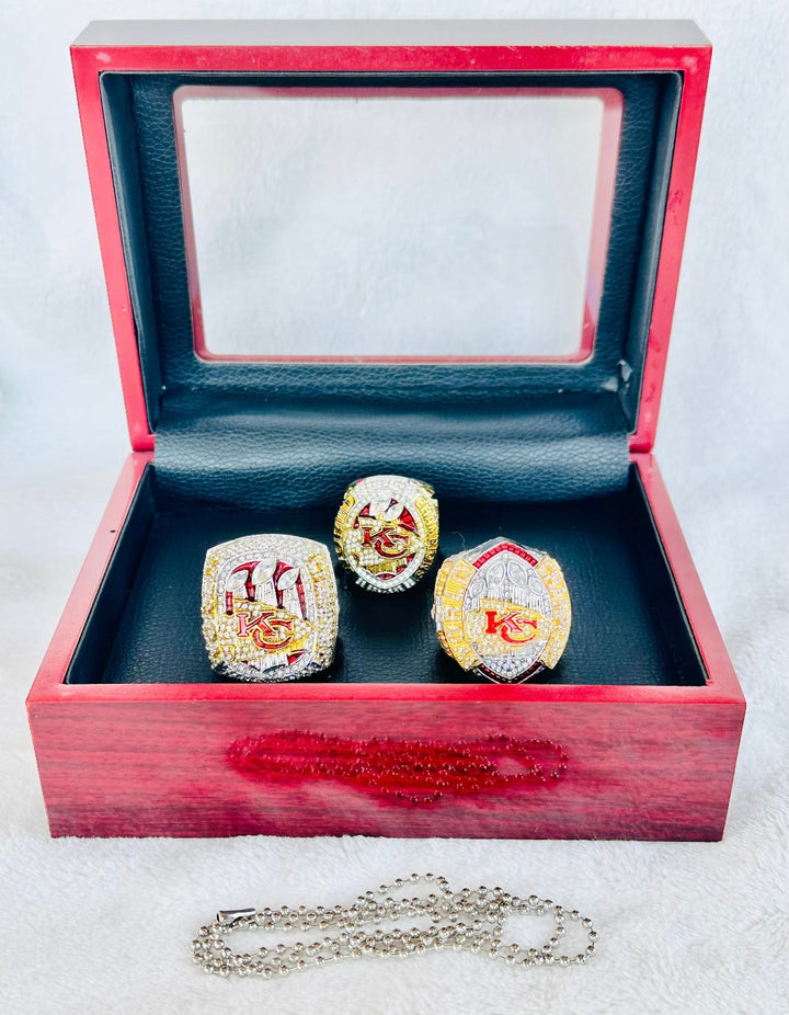 3 PCS Kansas City Chiefs Ultimate Collection Championship Ring SET W Box, US SHIP - EB Sports Championship Rings