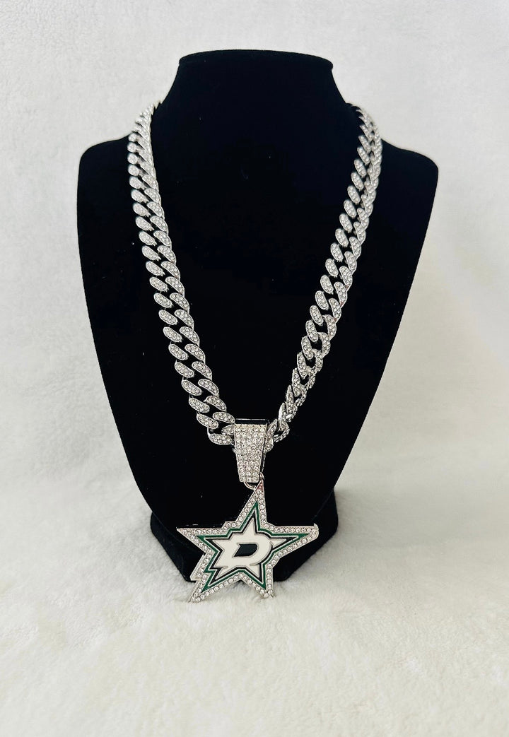 DALLAS STARS GEM NECKLACE Silver Chain 24", US SHIP