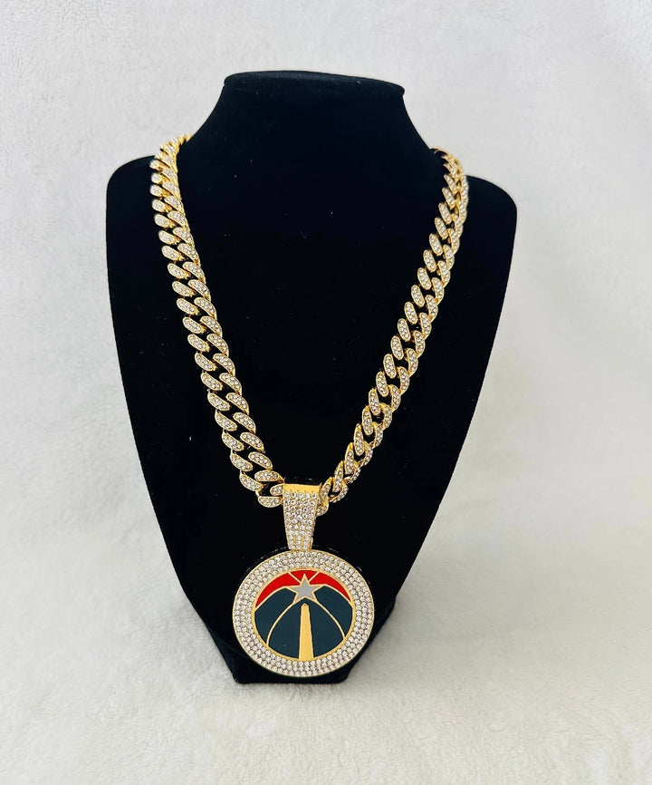 WASHINGTON WIZARDS GEM NECKLACE Gold Basketball 24" Chain, US SHIP