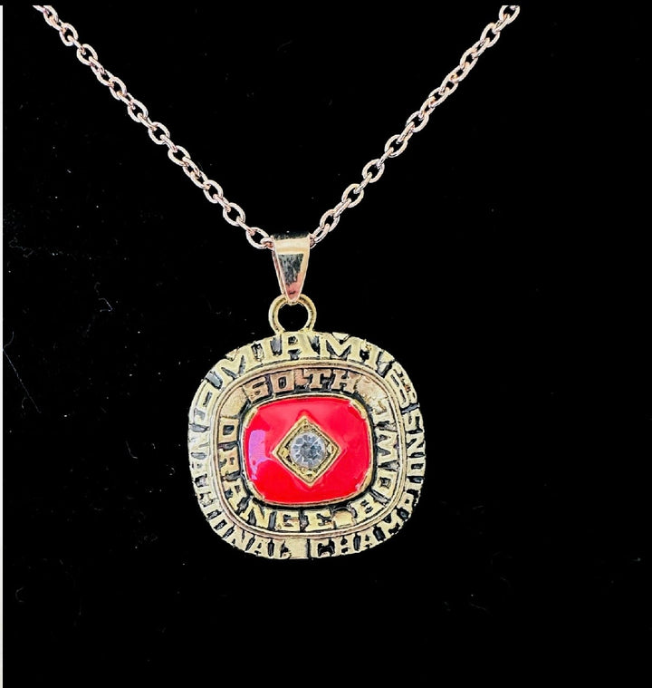 1983 Miami Hurricanes NCAA 18k GP Brass Championship Pendant, US SHIP