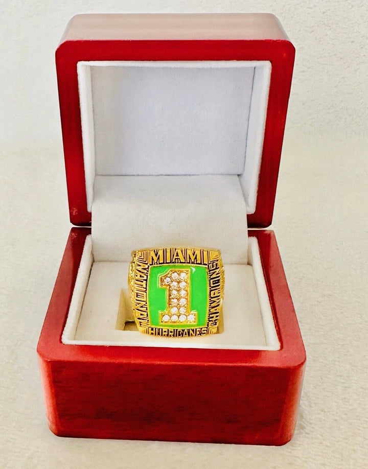 1989 Miami Hurricanes NCAA 18k GP Brass Championship Ring with box, US SHIP
