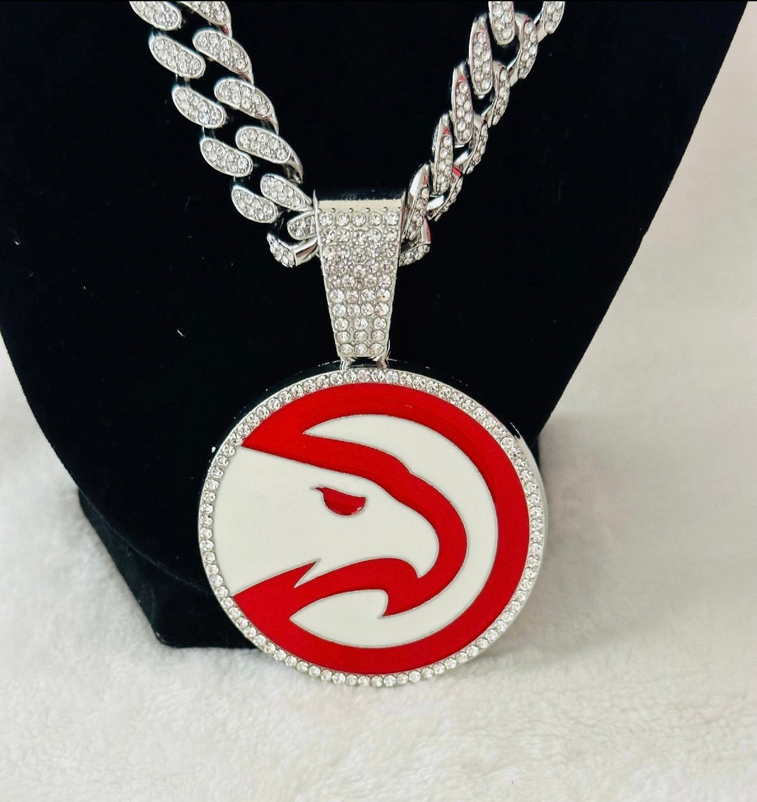 Atlanta Hawks Large Silver Iced Cuban Chain 24”