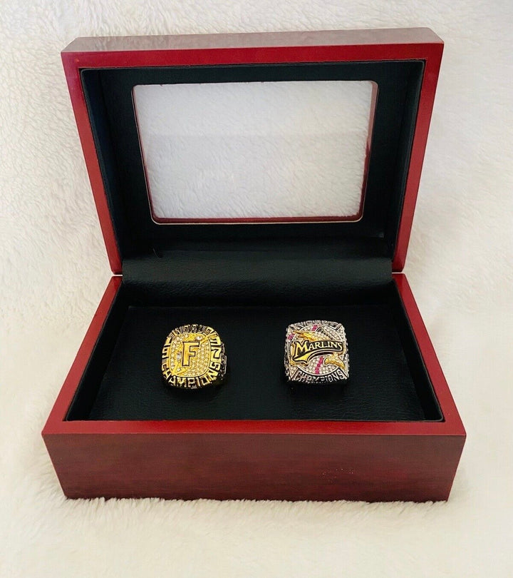 2 PCS Florida Marlins World Series Ring Set with box, US SHIP 1997/2003