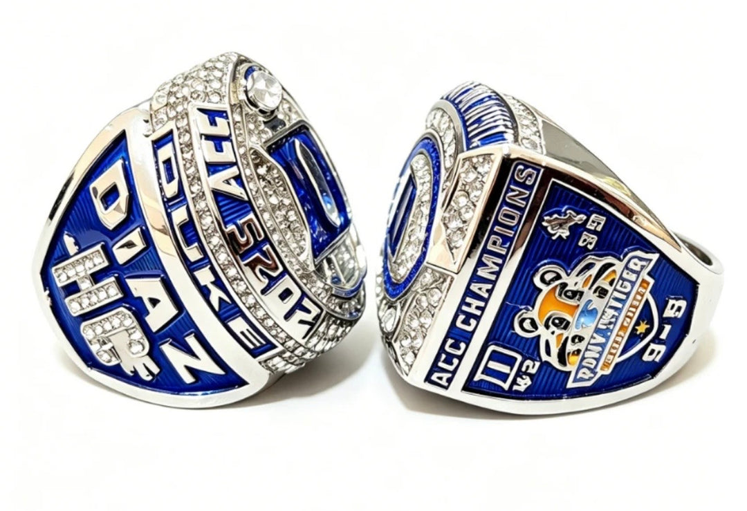 2025 Duke ACC and Sun Bowl Championship ring set with wooden display box